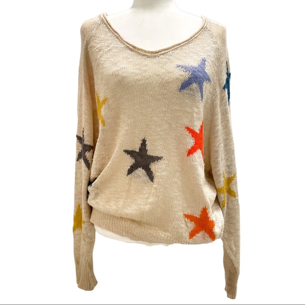 Blank Paige Multi Color Star Scoop Neck Sweater